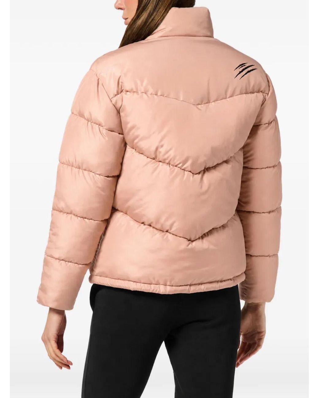 Philipp Plein Pink Helsinki Logo-Patch Puffer Jacket