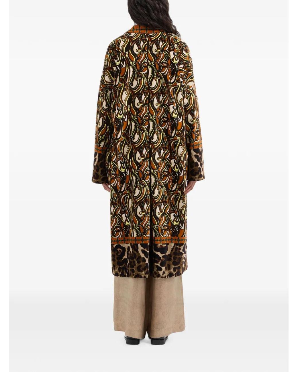 Pierre Louis Mascia Brown Revdox Patterned Animal-Print Coat