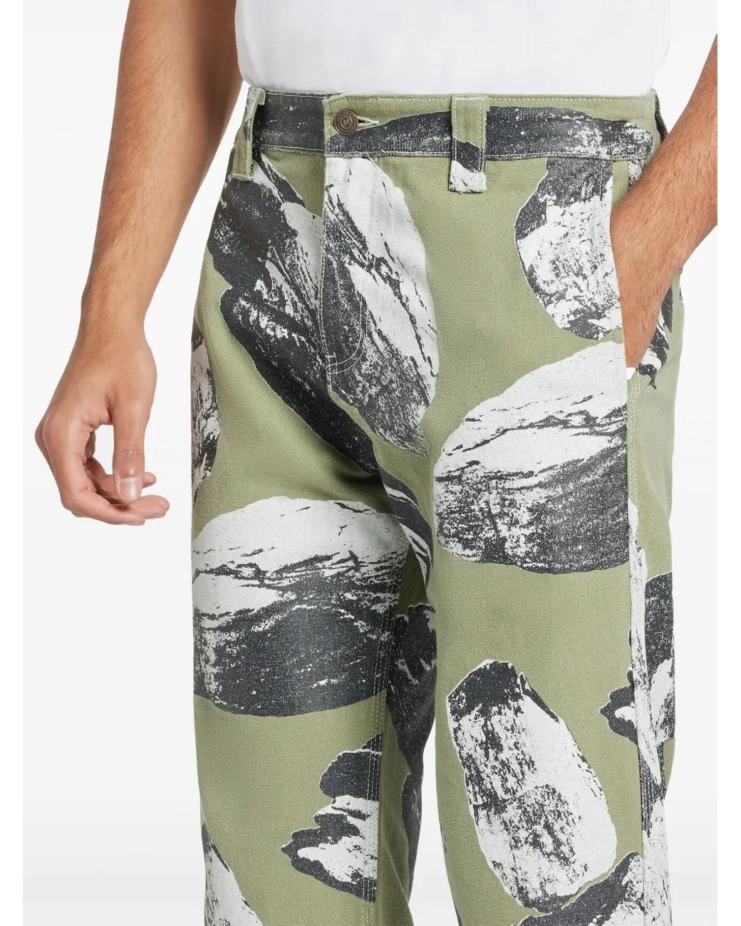 Market Green Talus Graphic-Print Cotton Trousers for men