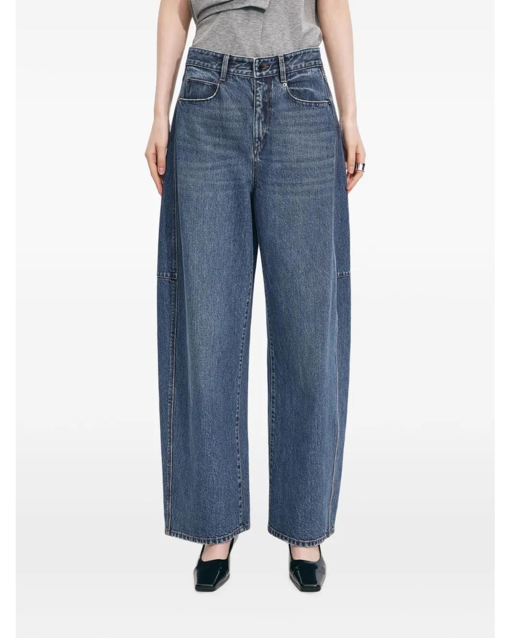 JNBY Blue Barrel-Leg Wide-Leg Jeans