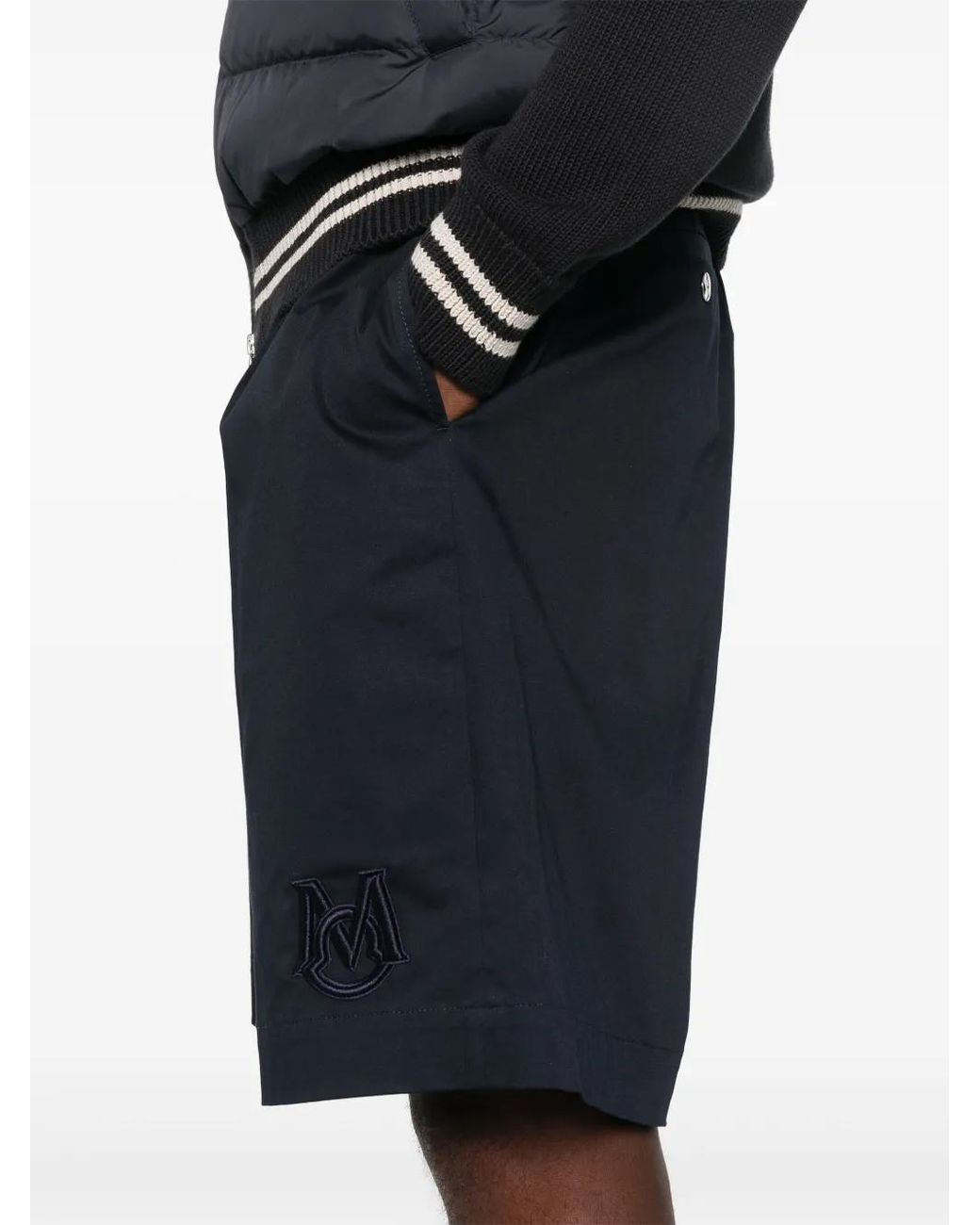 Moncler Blue Gabardine Bermuda Shorts for men