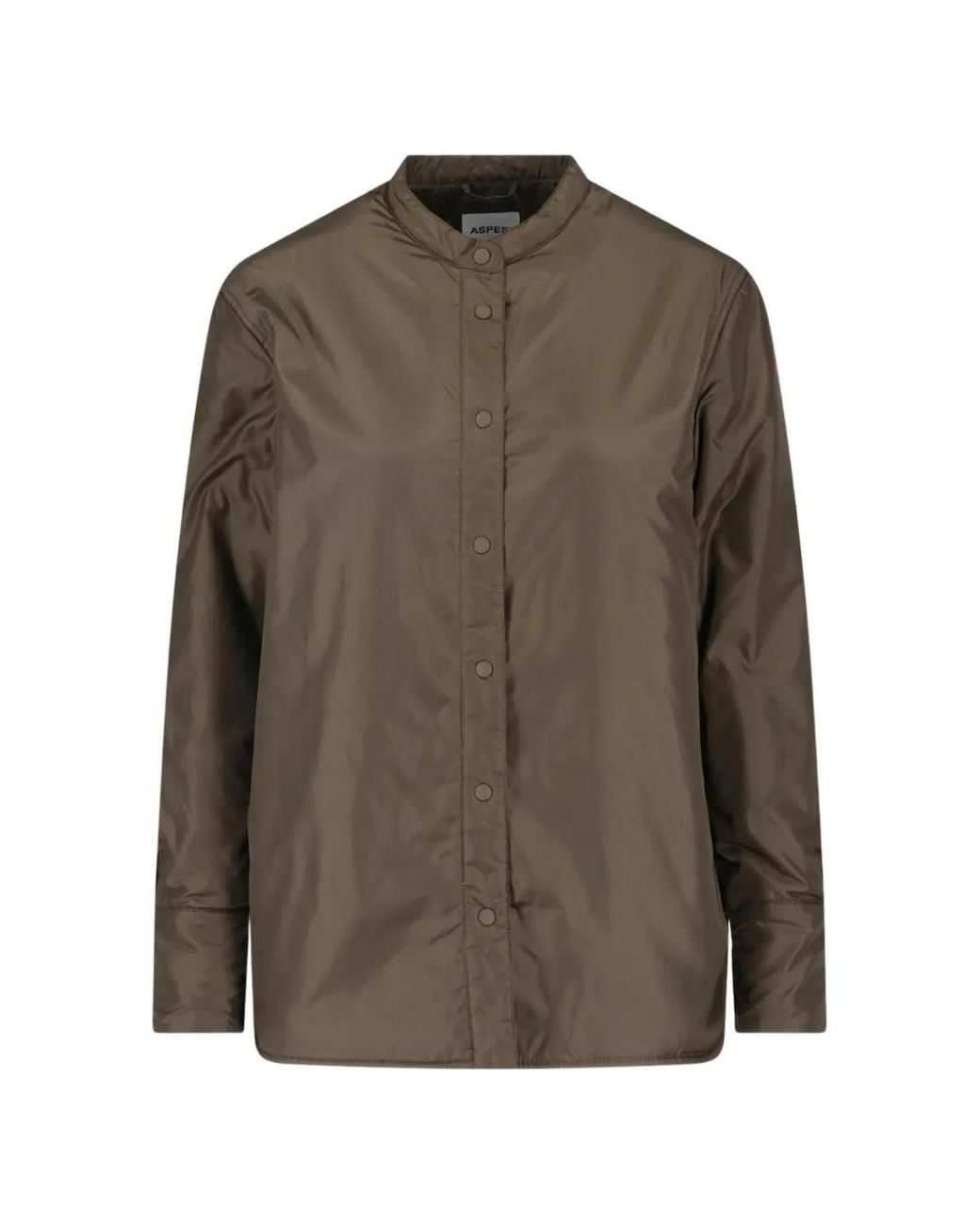 Aspesi Brown Glue Band-Collar Shirt