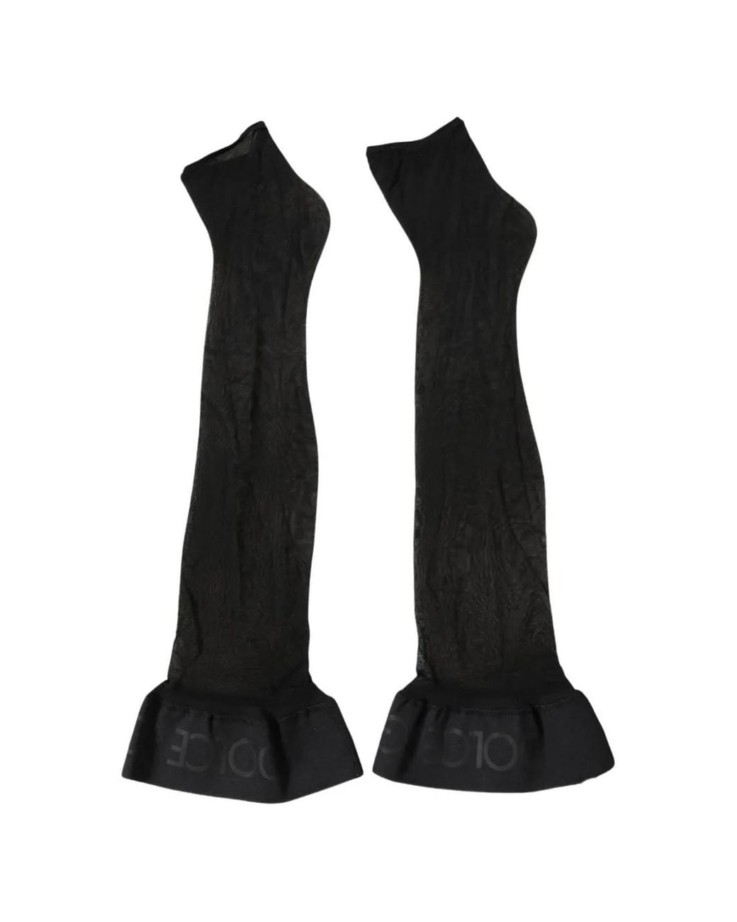 Dolce & Gabbana Black Logo-Waistband Knee-High Socks