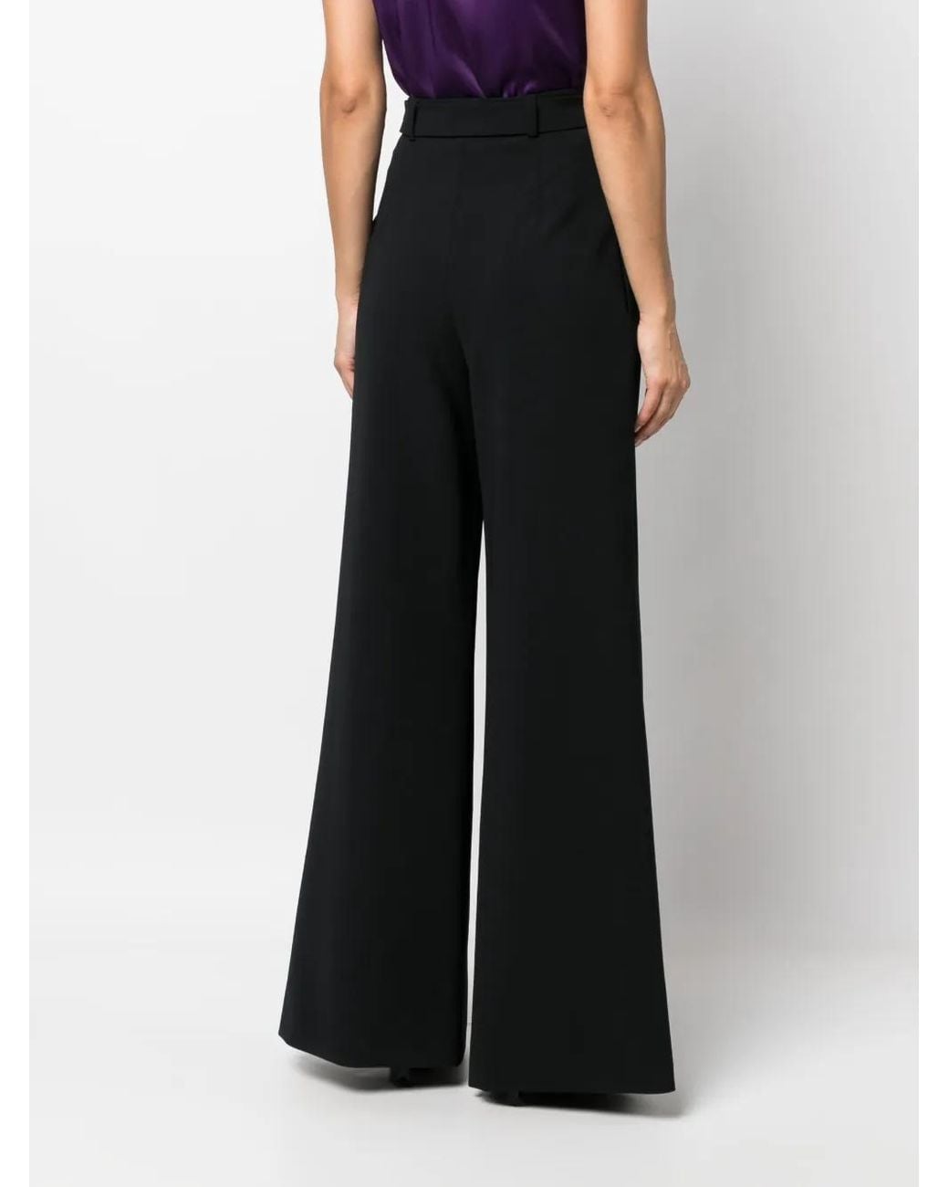 Alberta Ferretti Black Wide-Leg Belted Trousers