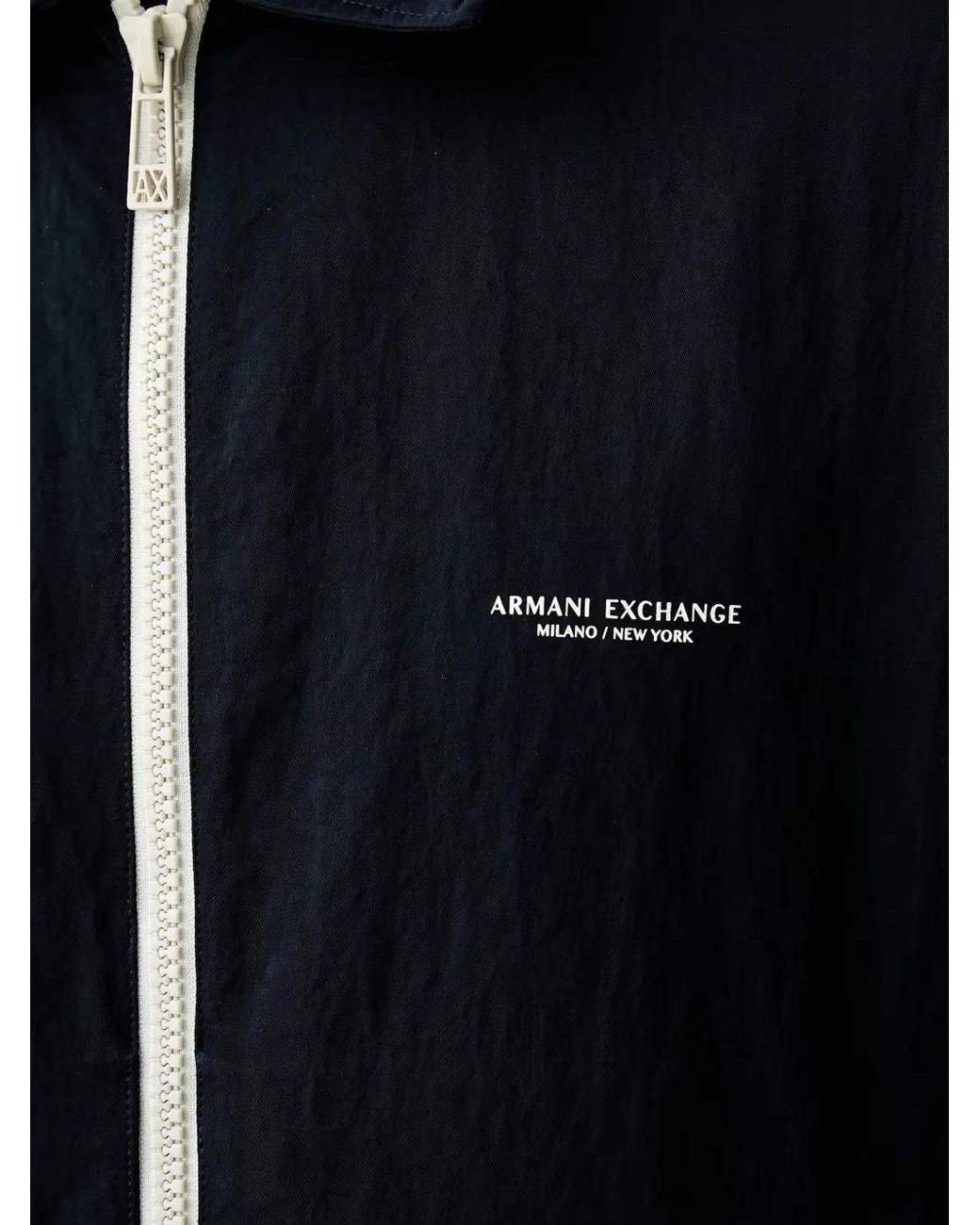 ARMANI EXCHANGE Blue Logo-Print Zip-Up Jacket for men
