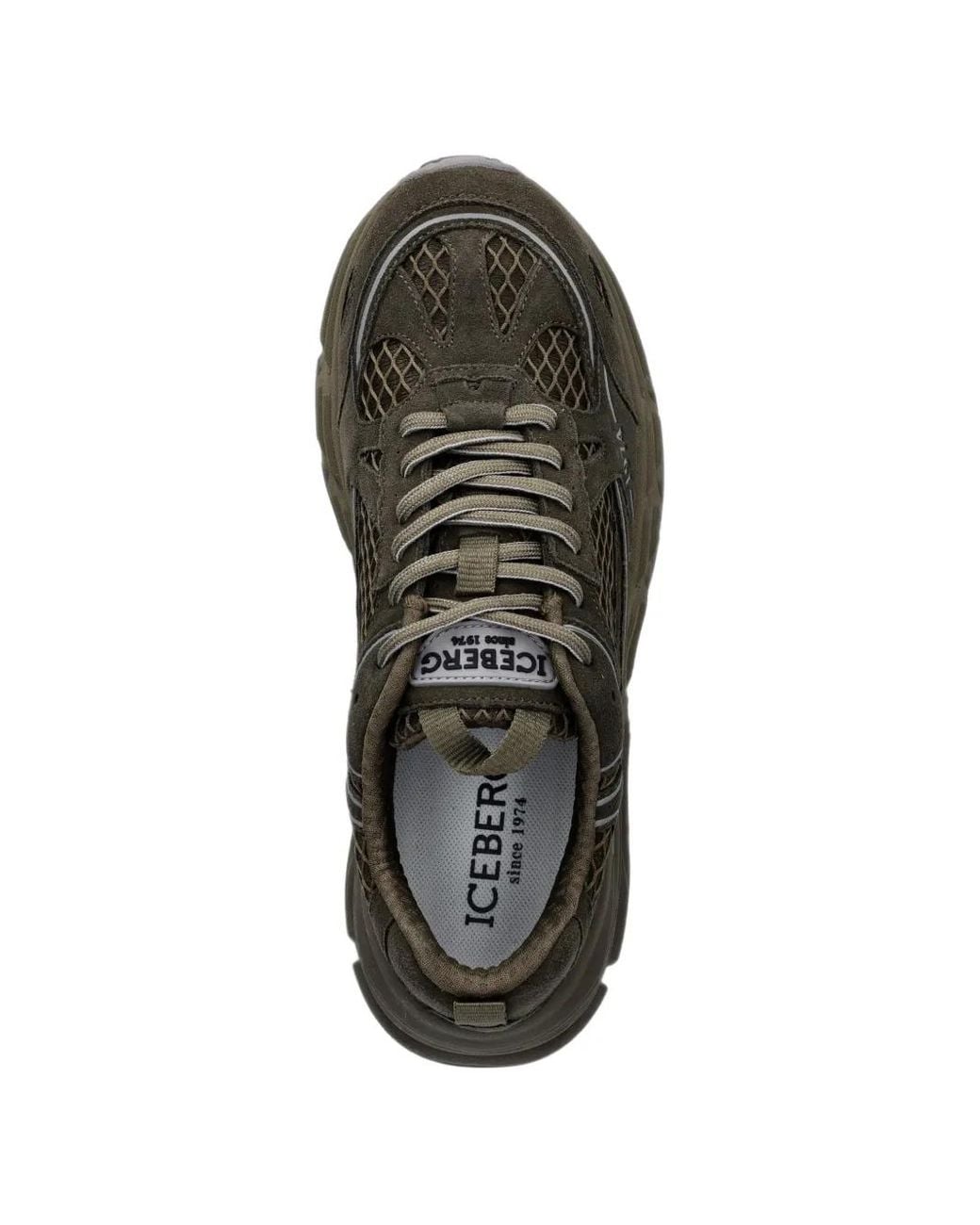 Iceberg Green Icb-One Mesh-Panelled Logo-Print Sneakers for men