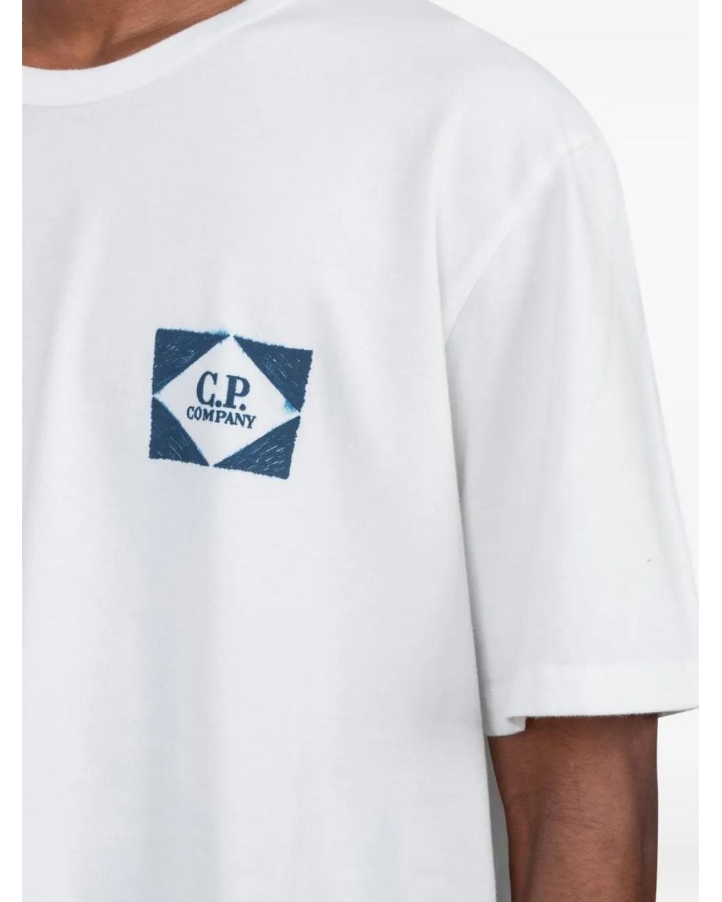 C P Company White C.P. Company Graphic T-Shirt for men