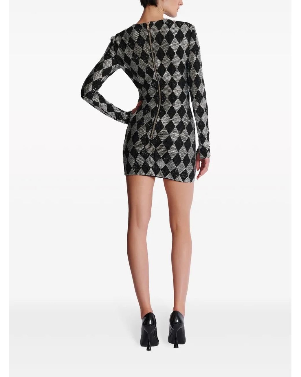 Balmain Black Crystal-Embellished Minidress