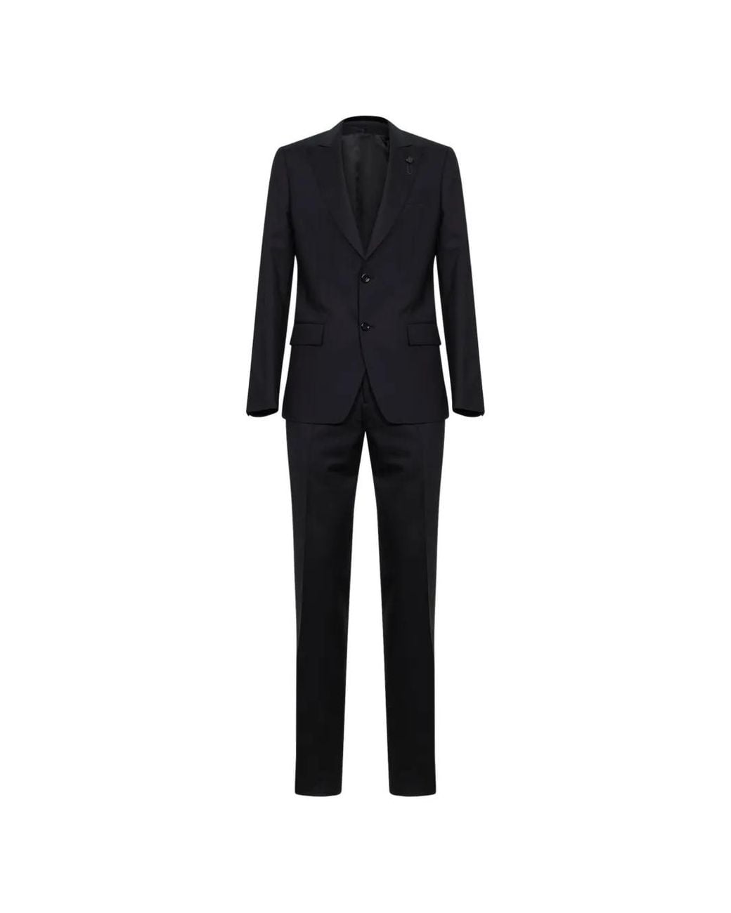Lardini Black Single-Breasted Peak-Lapel Suit for men