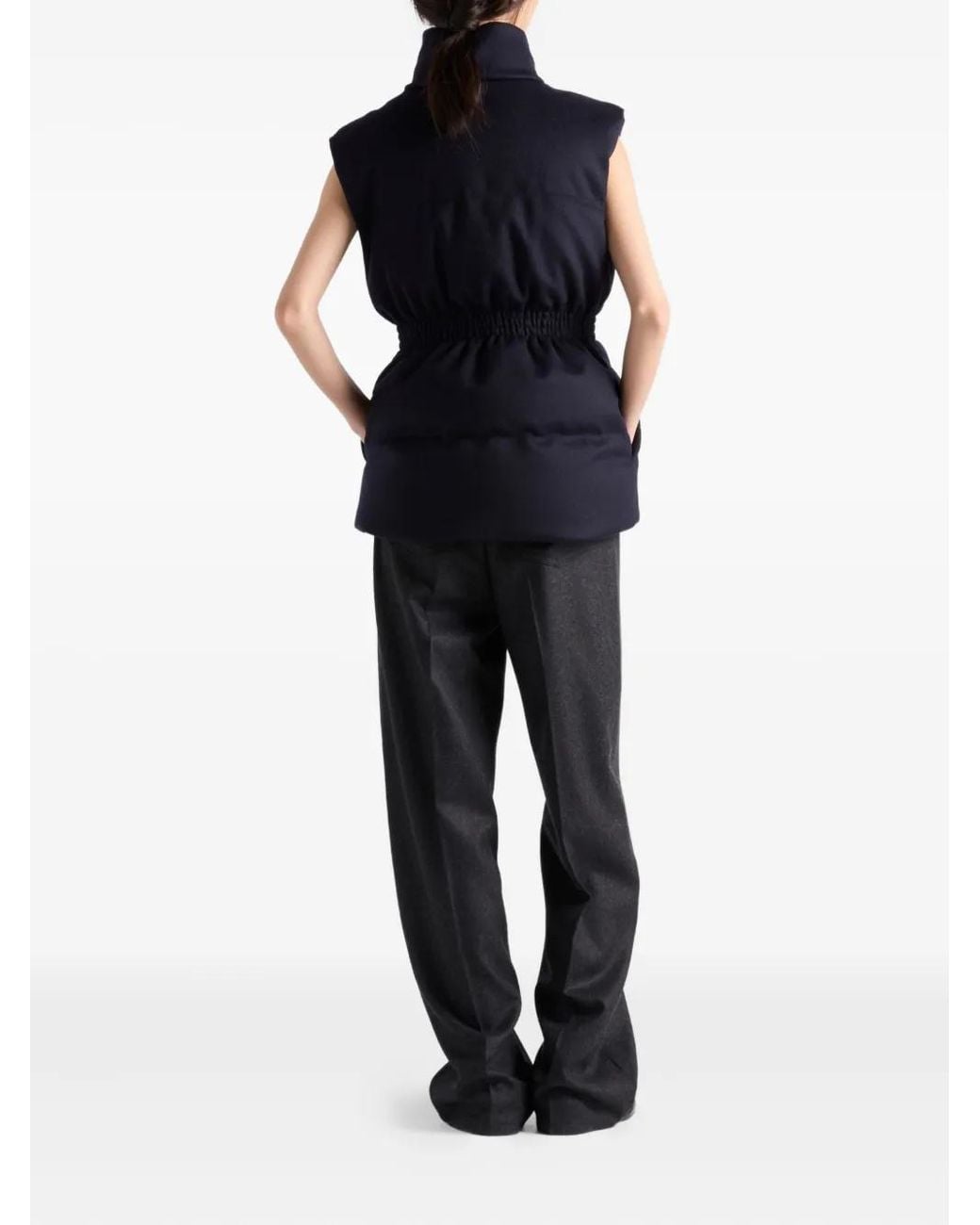 Prada Blue Wool Loden Down Gilet