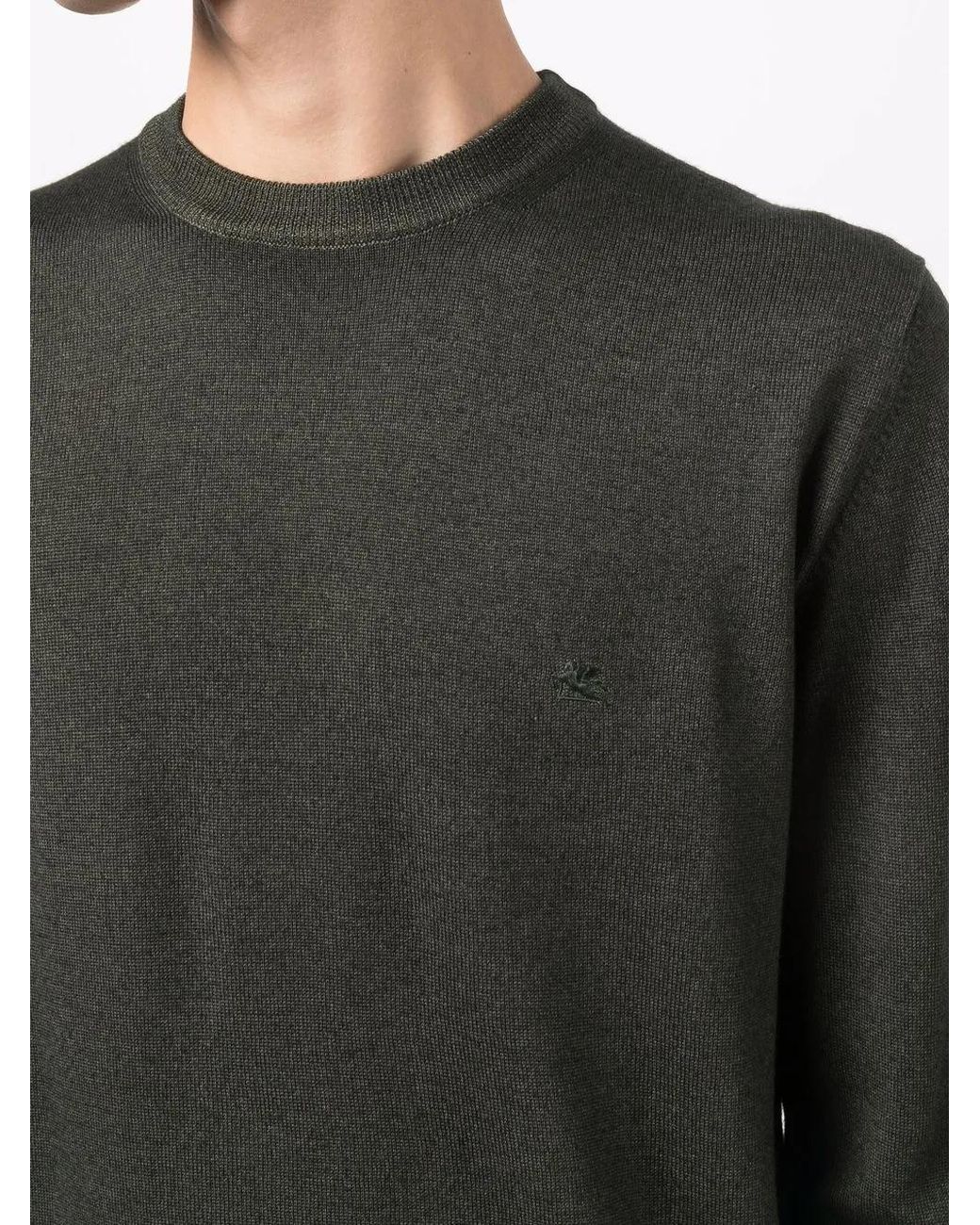 Etro Green Embroidered-Logo Jumper for men