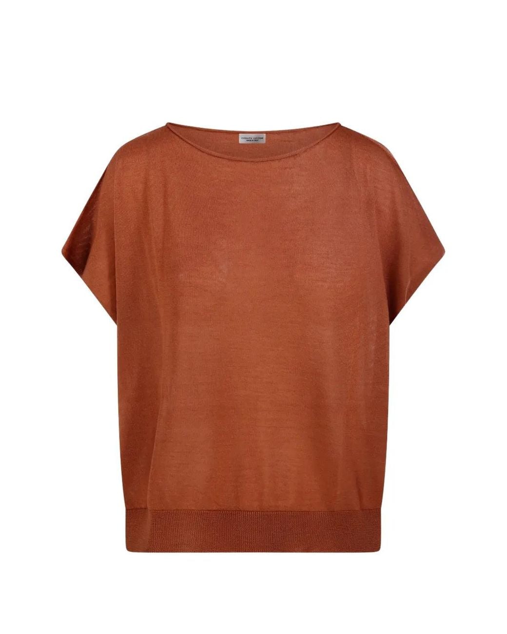 Roberto Collina Brown Boat-Neck T-Shirt