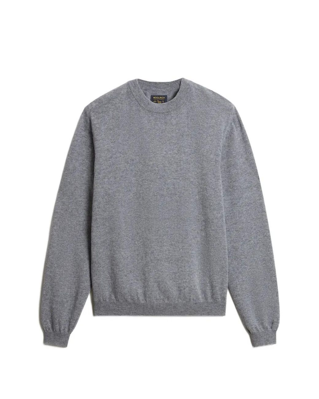Woolrich Gray Crew-Neck Lambswool Sweater for men