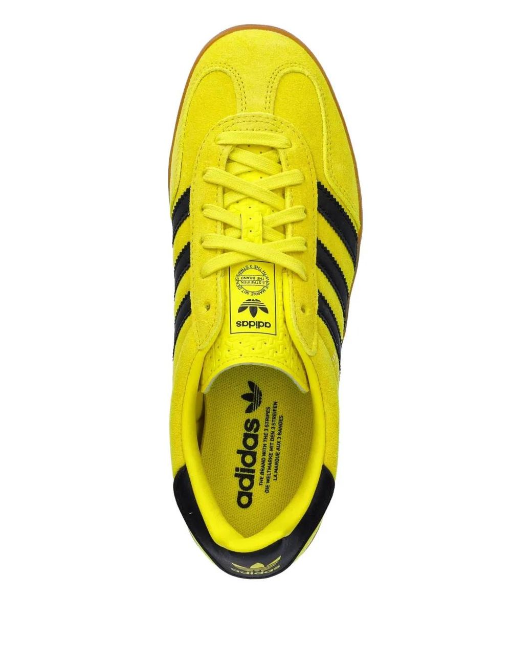 Adidas Yellow Gazelle Three-Stripe Suede Sneakers