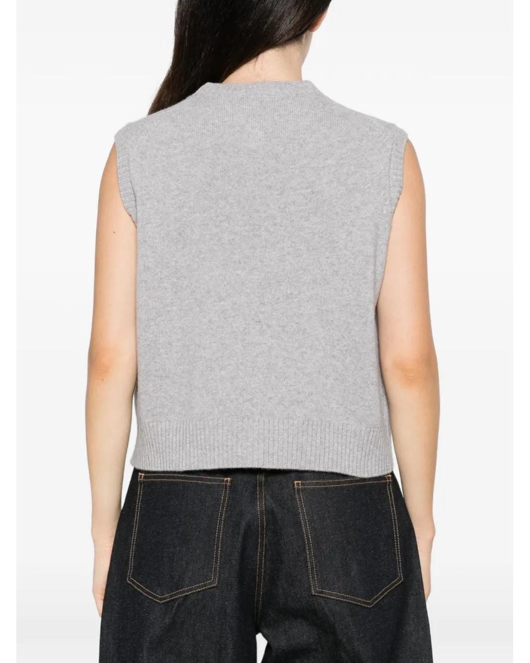 Daniele Fiesoli Gray Cashmere Button-Up Vest