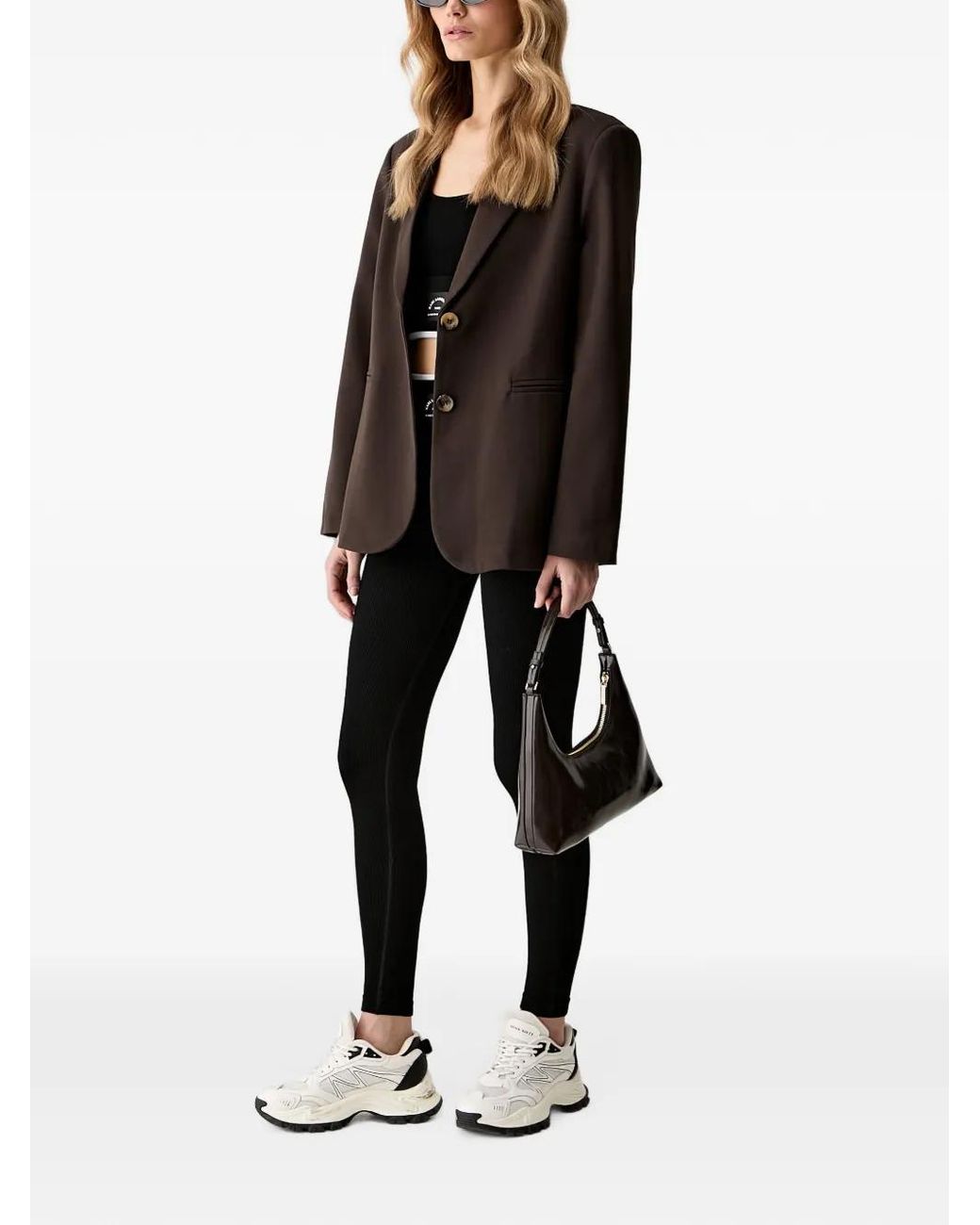 Karl Lagerfeld Black Logo-Patch Ribbed-Knit Top