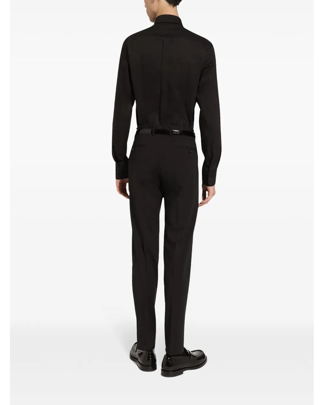 Dolce & Gabbana Black Long-Sleeve Cotton-Blend Shirt for men