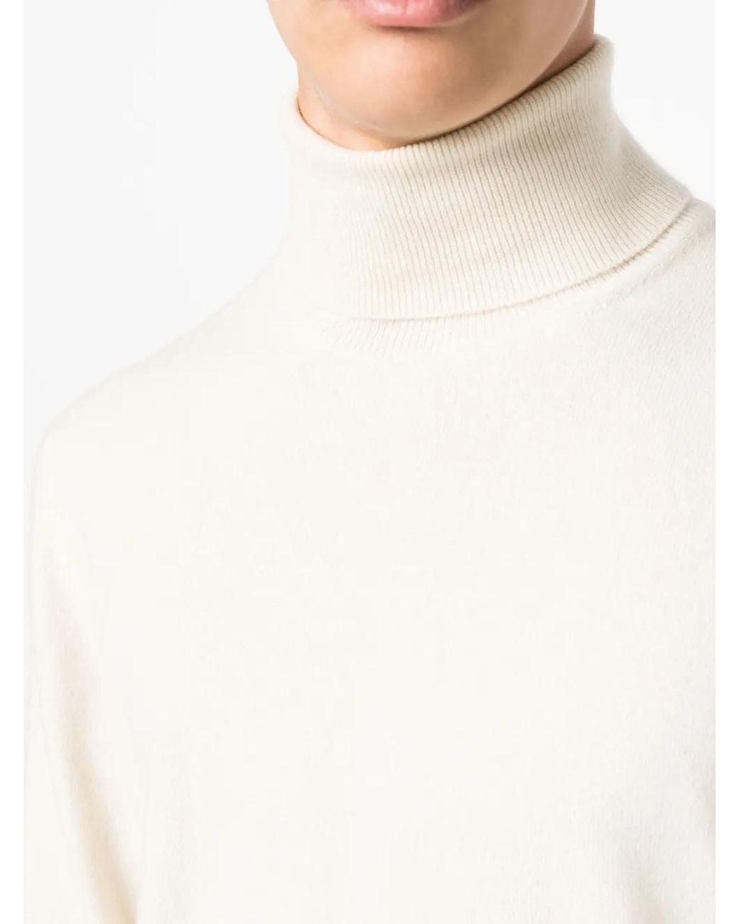 Brunello Cucinelli White Cashmere Turtleneck Sweater for men