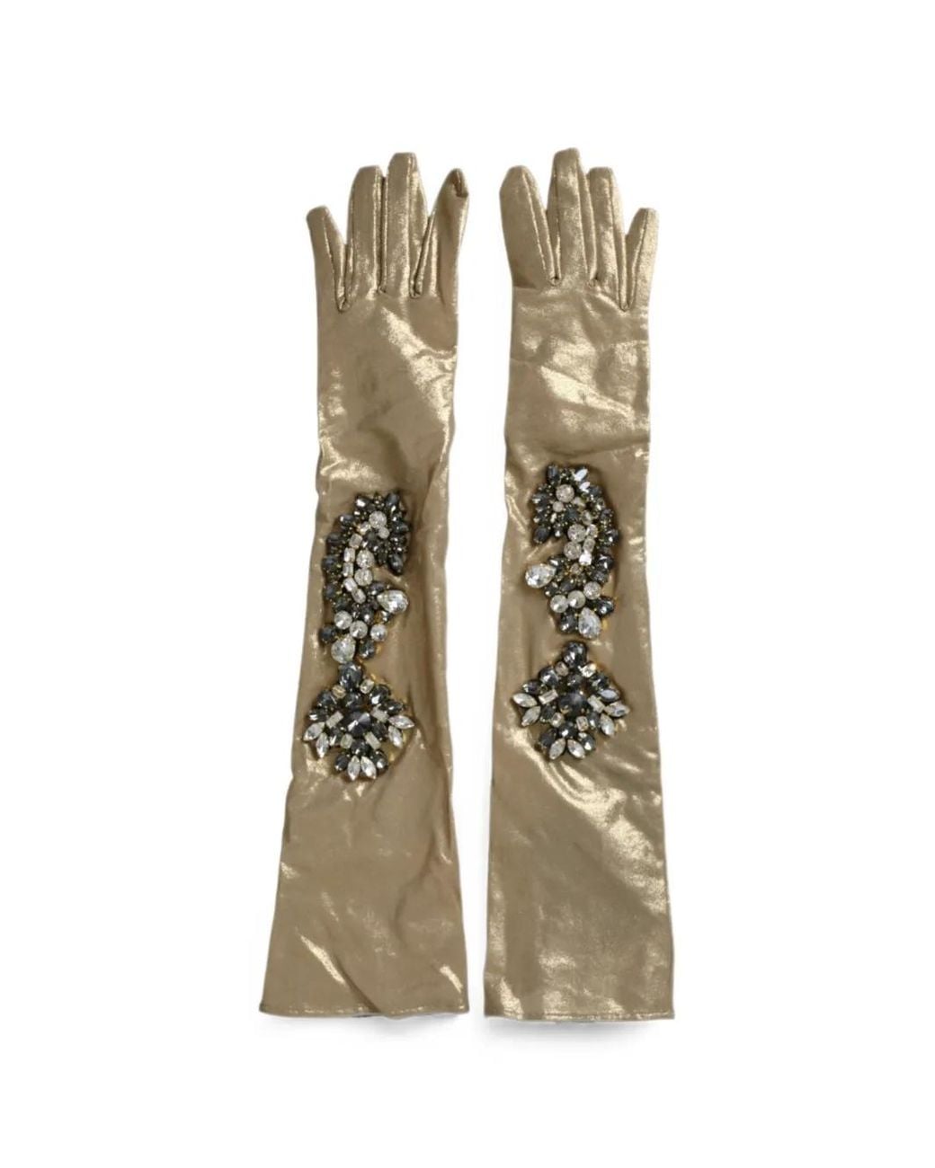 Dolce & Gabbana Metallic Crystal-Embellished Gloves