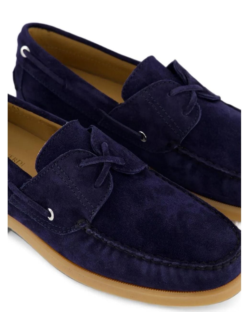 Atelier Verdi Blue Suede Boat Shoes for men