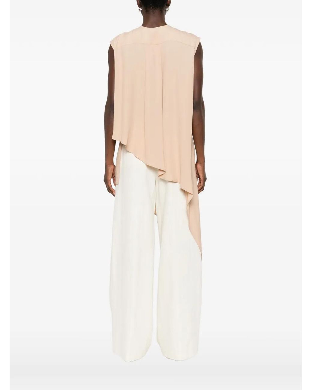 Fabiana Filippi Natural Asymmetric Hem Sleeveless Top