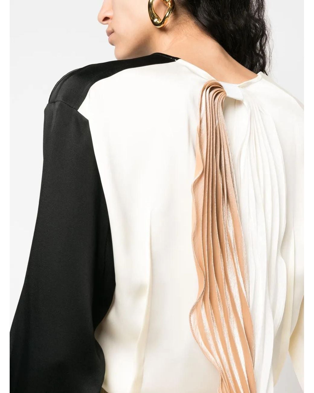 Victoria Beckham Black Colour-Block V-Neck Blouse
