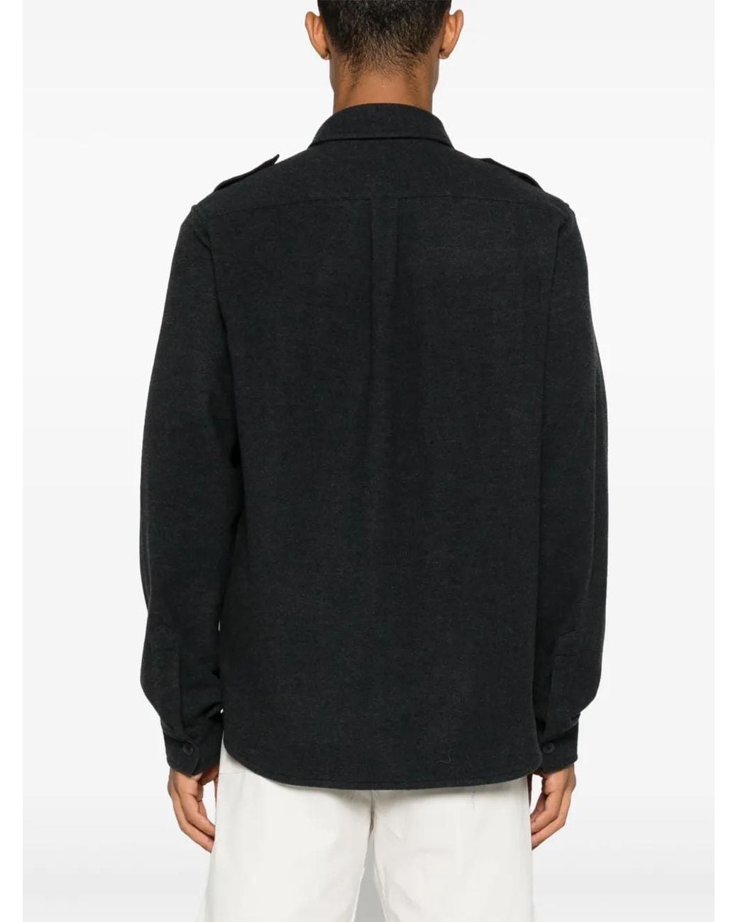Sease Black Flannel Overshirt for men