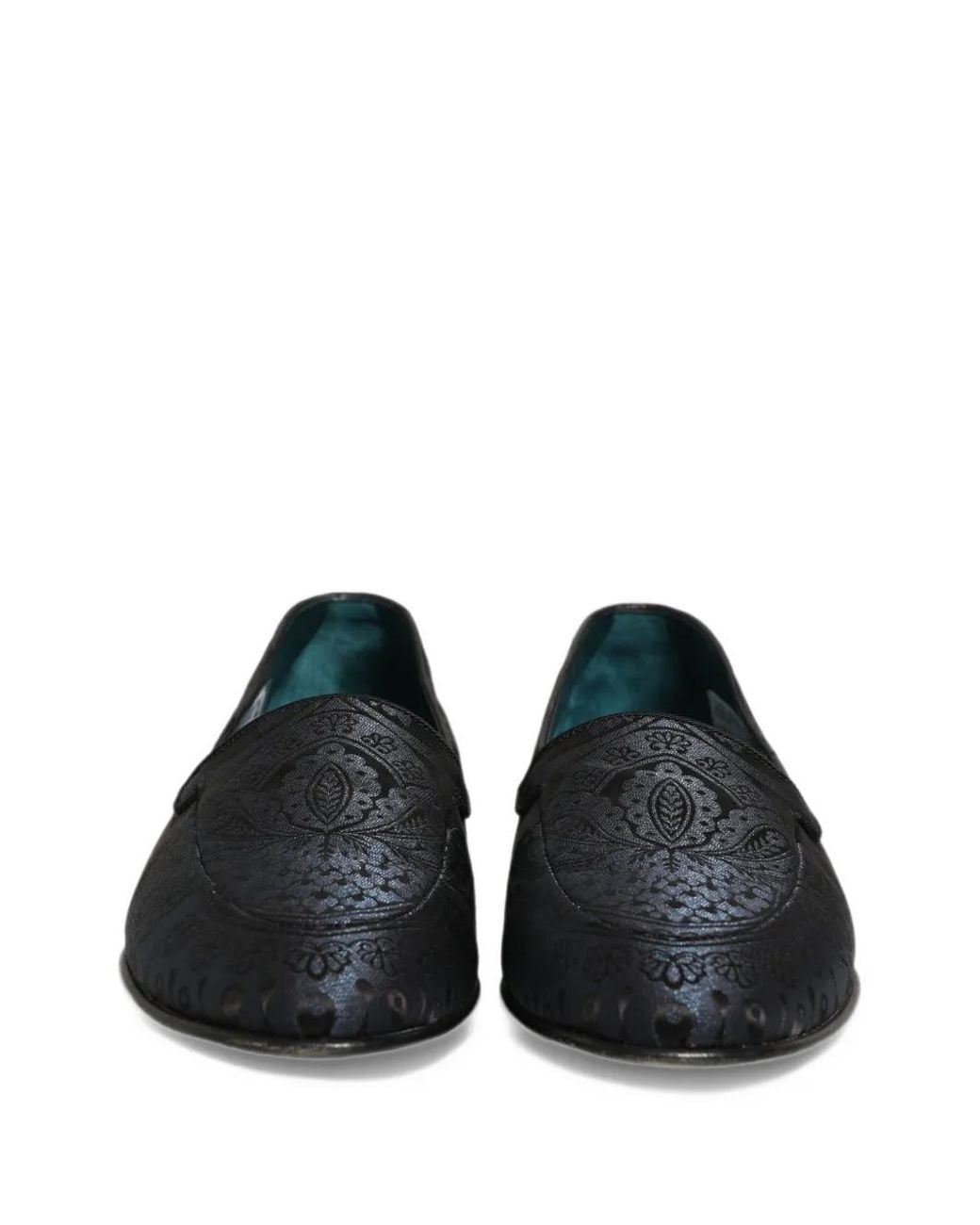 Dolce & Gabbana Black Jacquard Leather Loafers for men