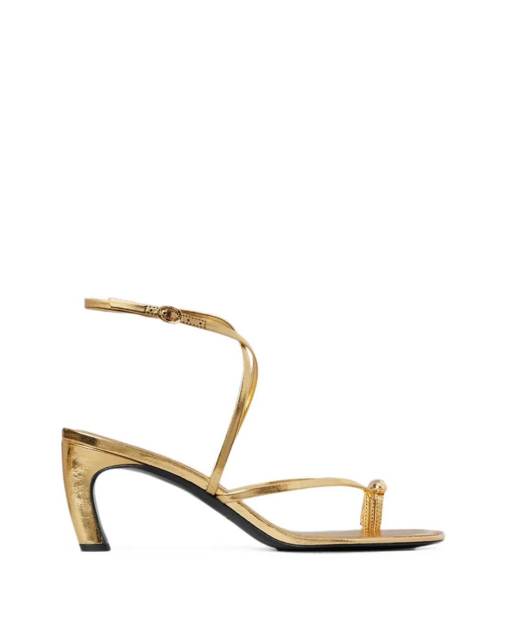 Tory Burch Natural Pierced Multi-Strap Heeled Sandals