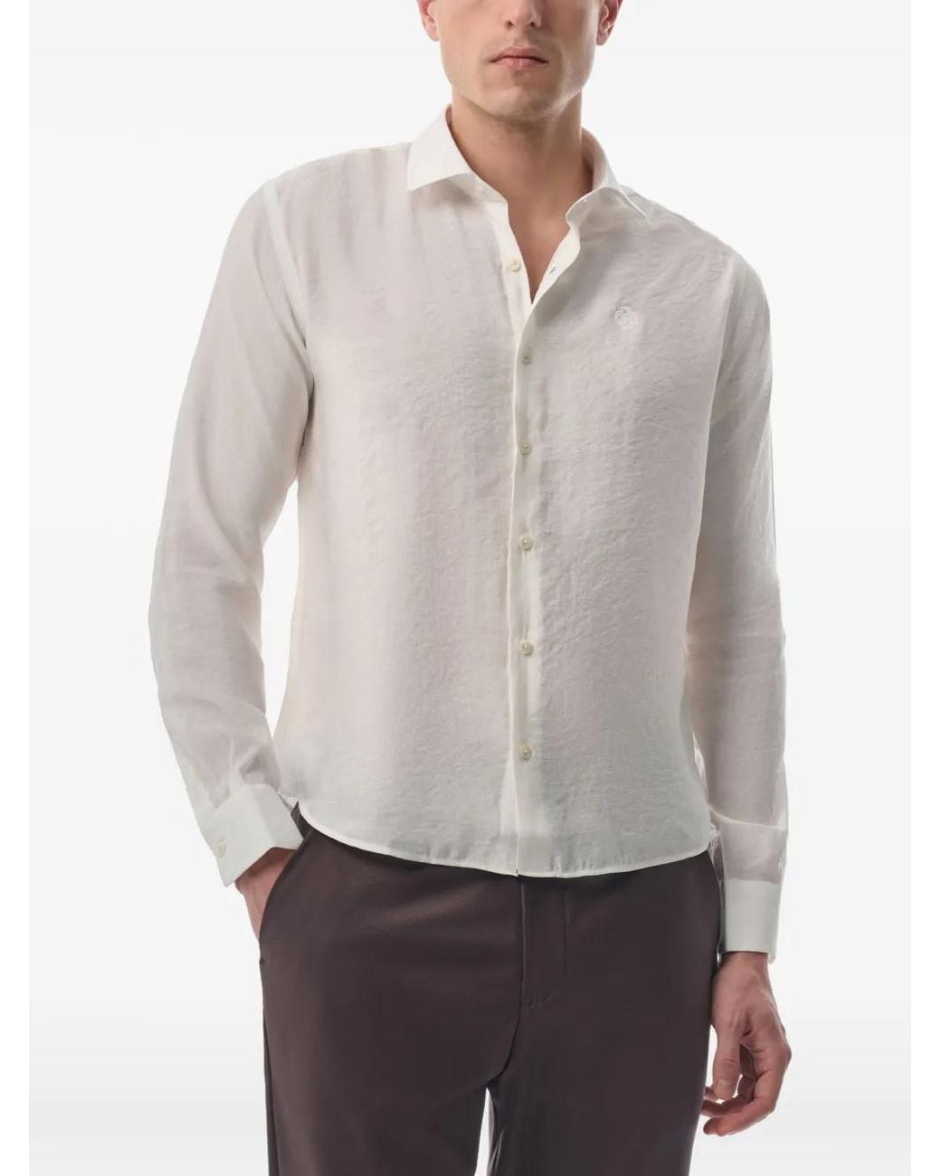 MEGUSTA White Logo-Embroidered Long-Sleeve Shirt for men