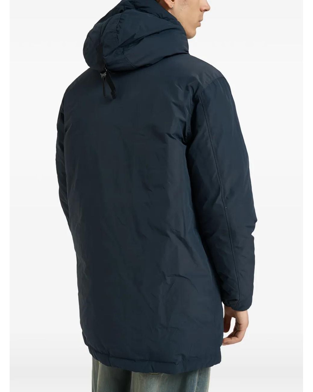 Stone Island Blue Manteau À Patch Compass Et Capuche for men