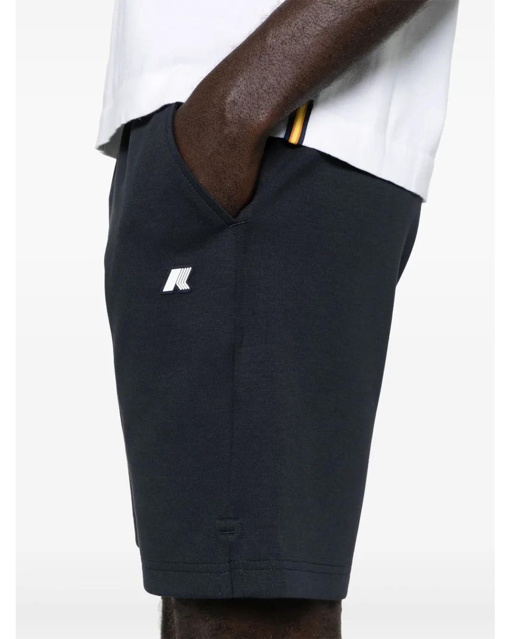K-Way Blue Rubberised-Logo Track Shorts for men