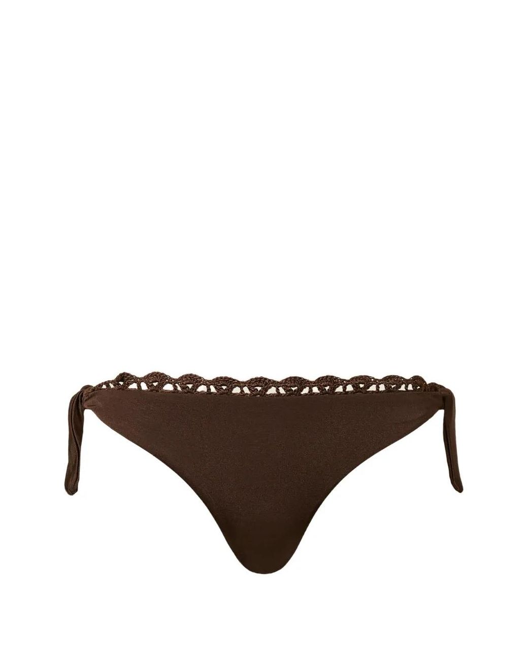 Twinset Brown Bikini Thong With Crochet Detail