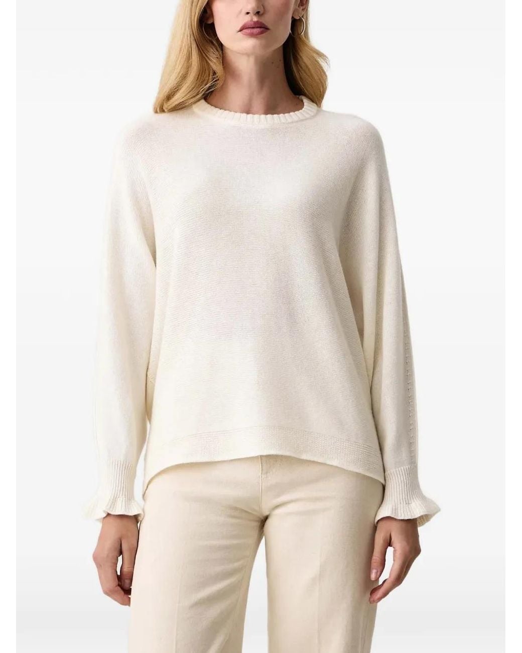 Twinset Natural Ruffle-Cuff Sweater