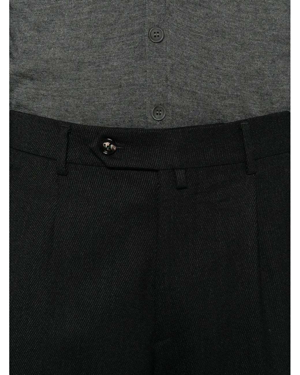 Berwich Black Negroni Pleated Straight-Leg Trousers for men