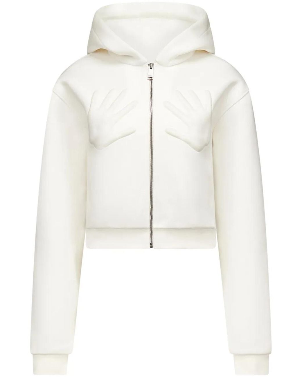 Area White Embossed Handprint Hoodie
