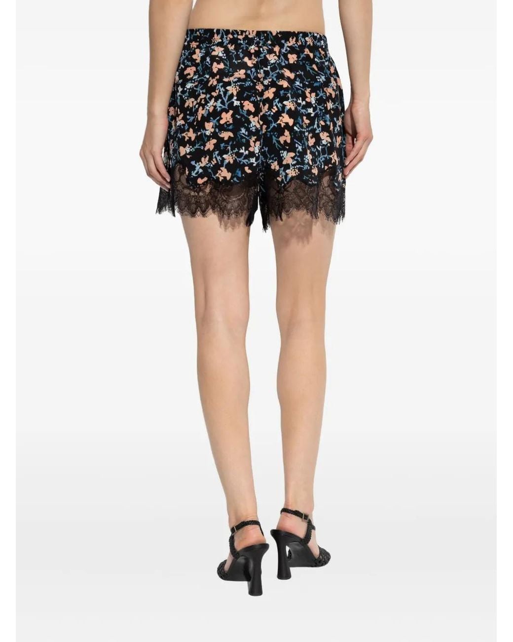 Ulla Johnson Blue Noella Floral-Print Lace-Trim Shorts