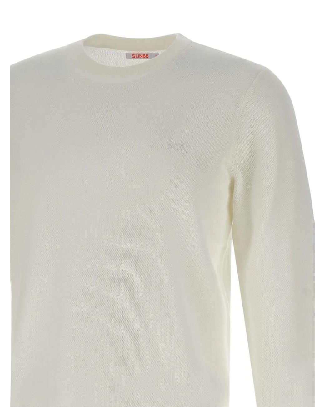 Sun 68 White Cotton Jumper for men
