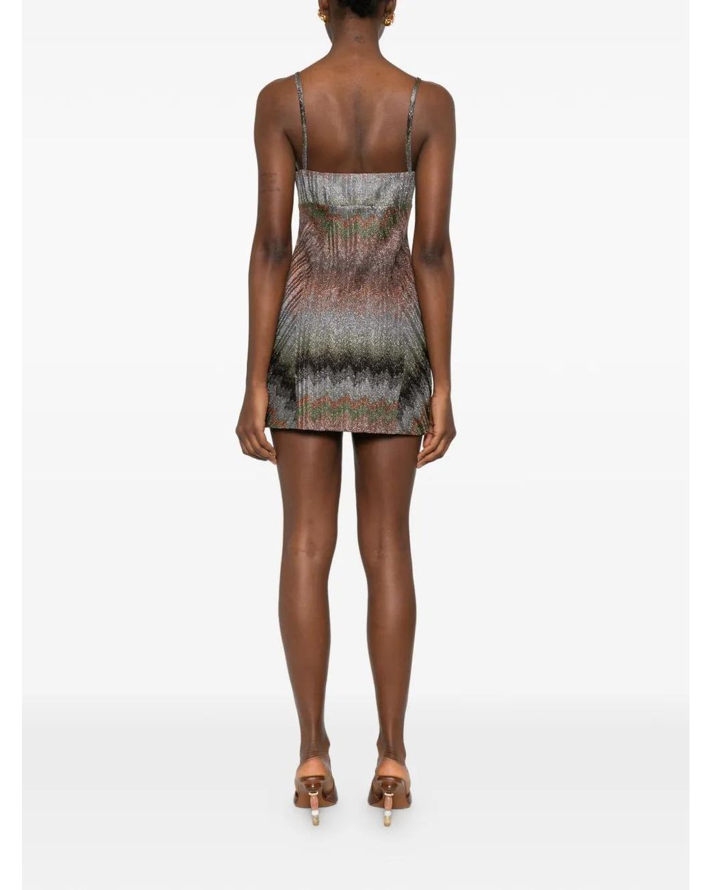 Missoni Brown Sleeveless Chevron-Pattern Mini Dress