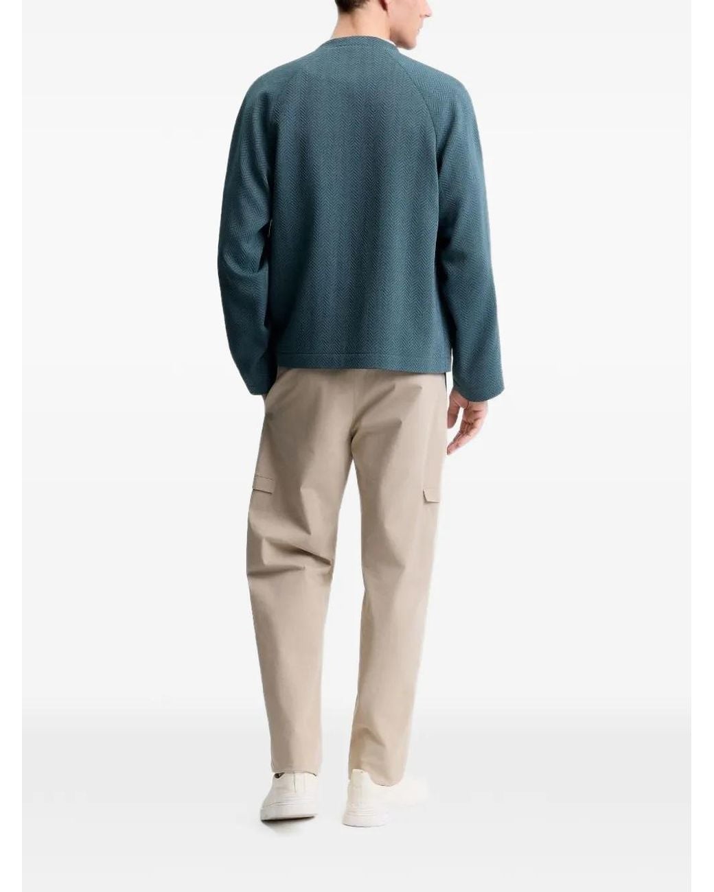 Shanghai Tang Green Herringbone Button Jacket for men