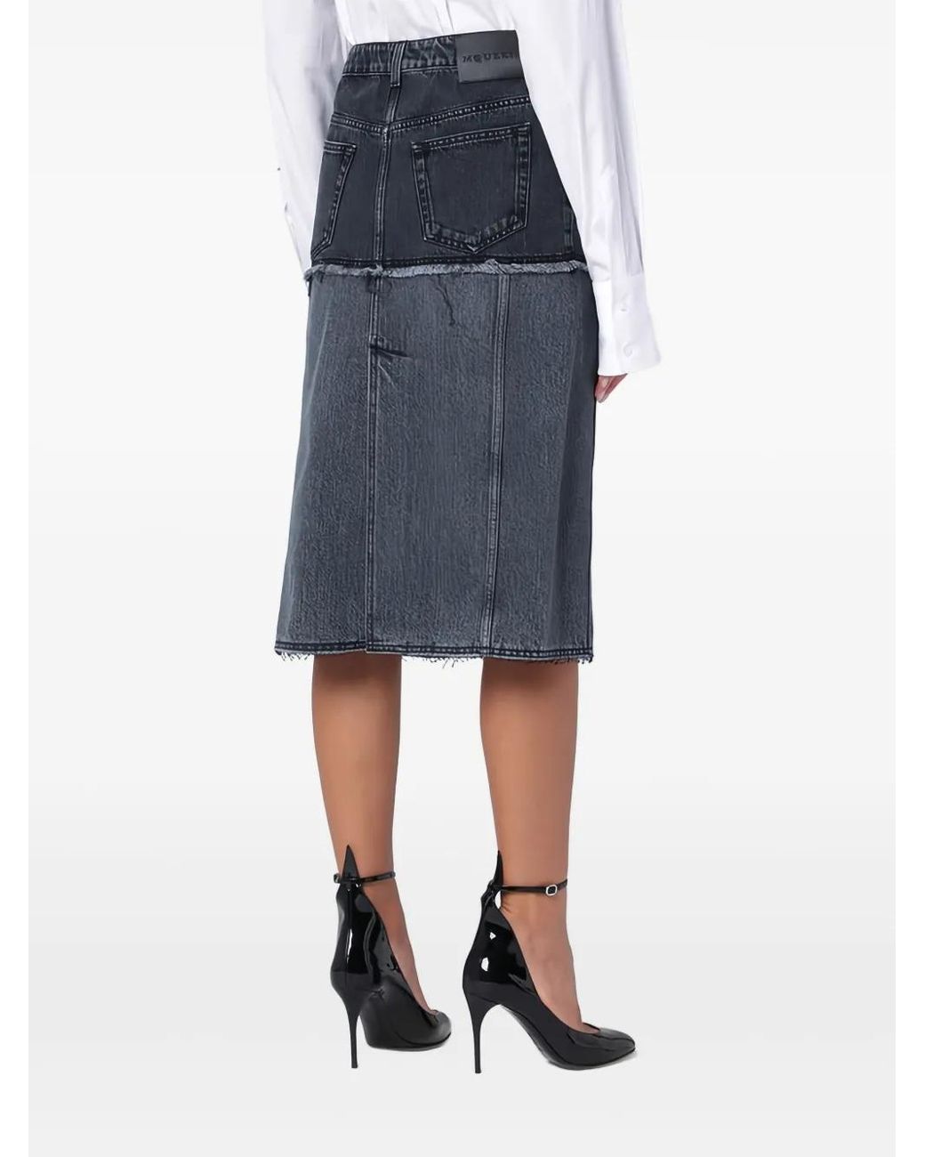 McQueen Black Two-Tone Denim Skirt