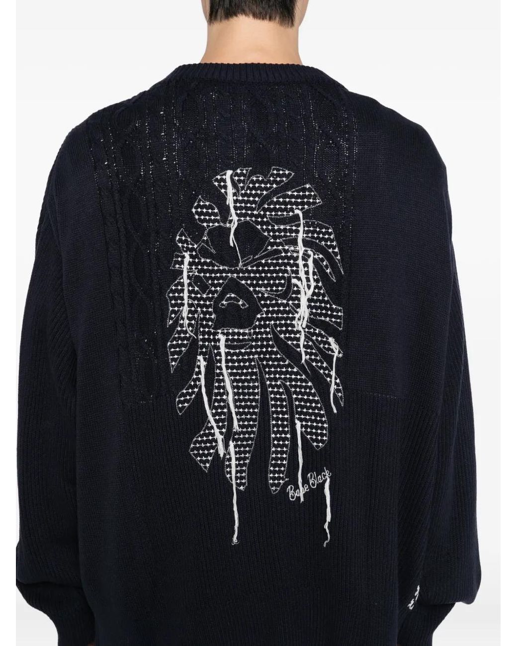 A Bathing Ape Black Logo-Embroidered Cardigan for men