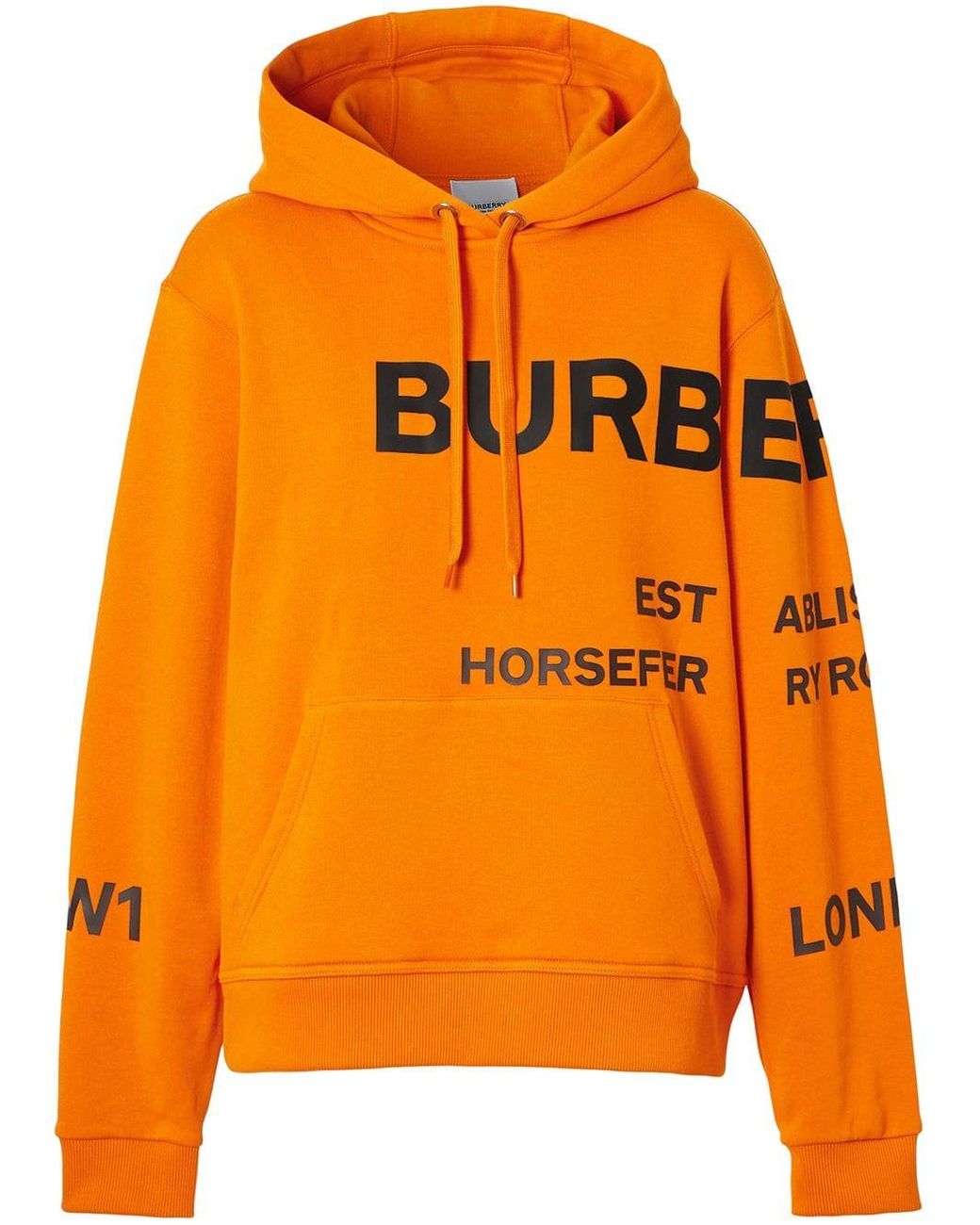Burberry Cotton Logo-print Hoodie in Orange - Lyst