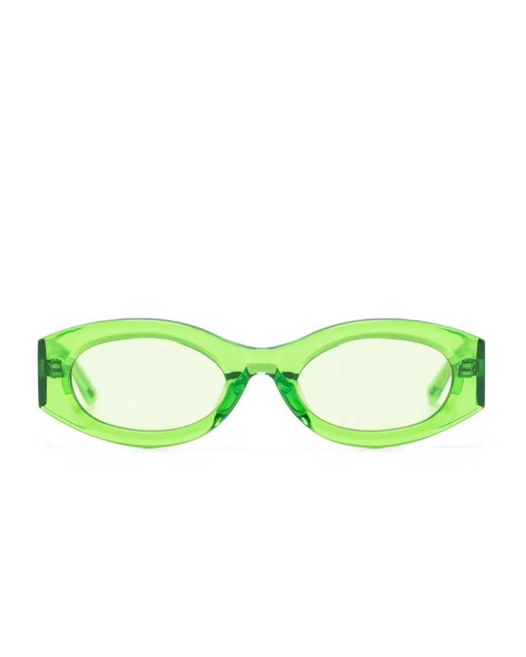 Linda Farrow Green Berta Oval Sunglasses