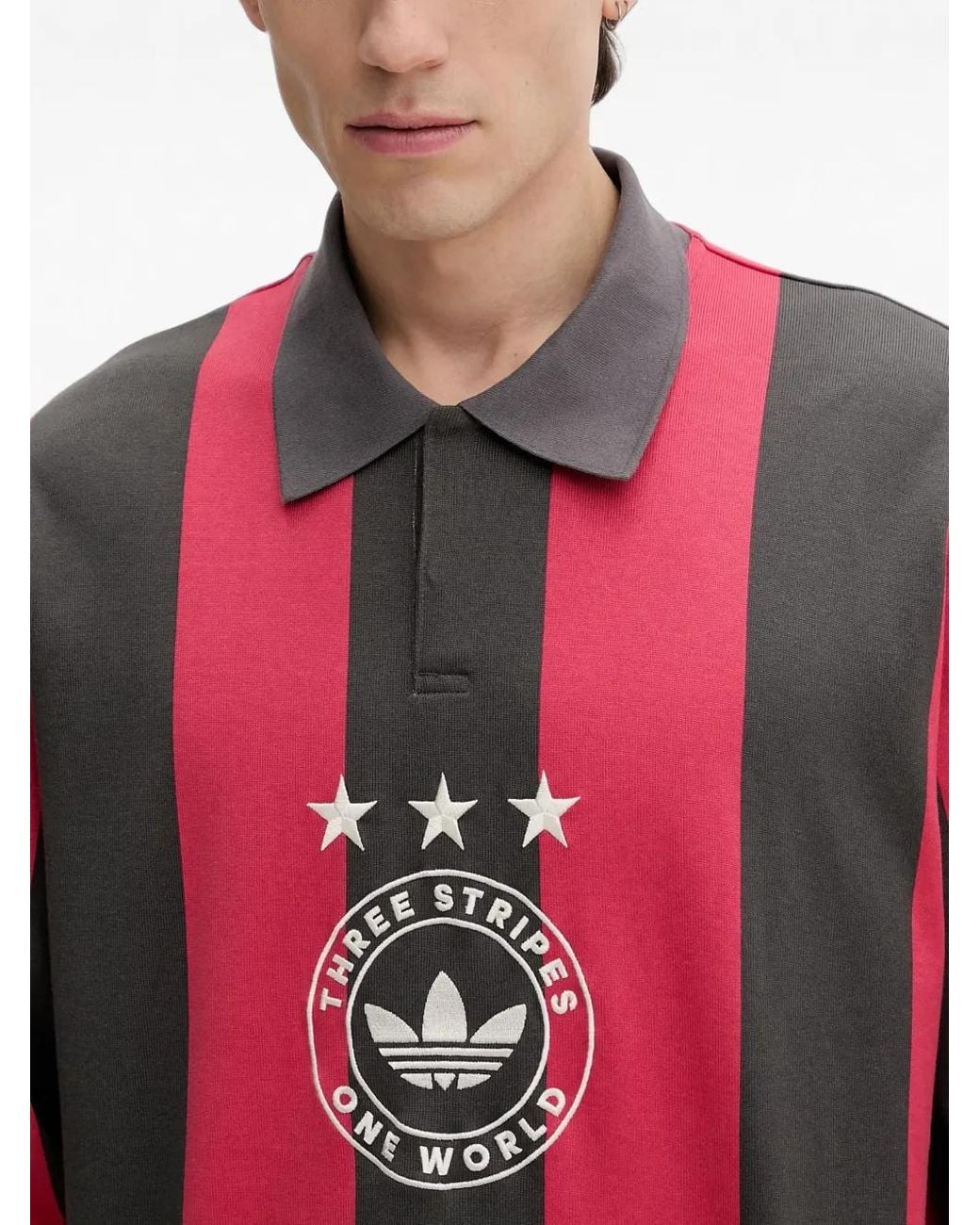 Adidas Red Originals Graphic Long-Sleeve Polo Shirt for men
