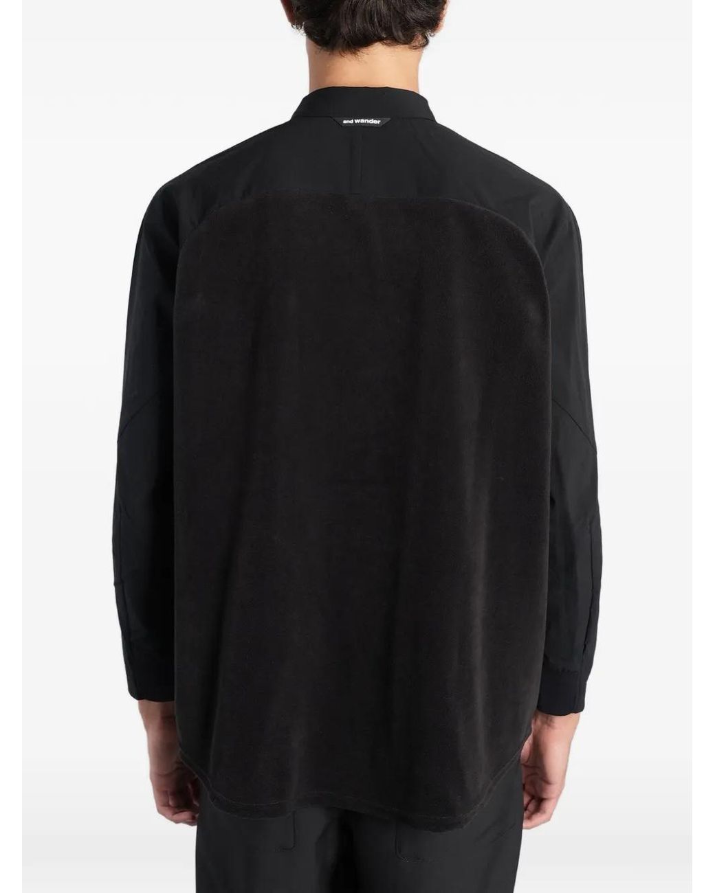 And Wander Black Chemise À Manches Raglan Et Boutons-Pression