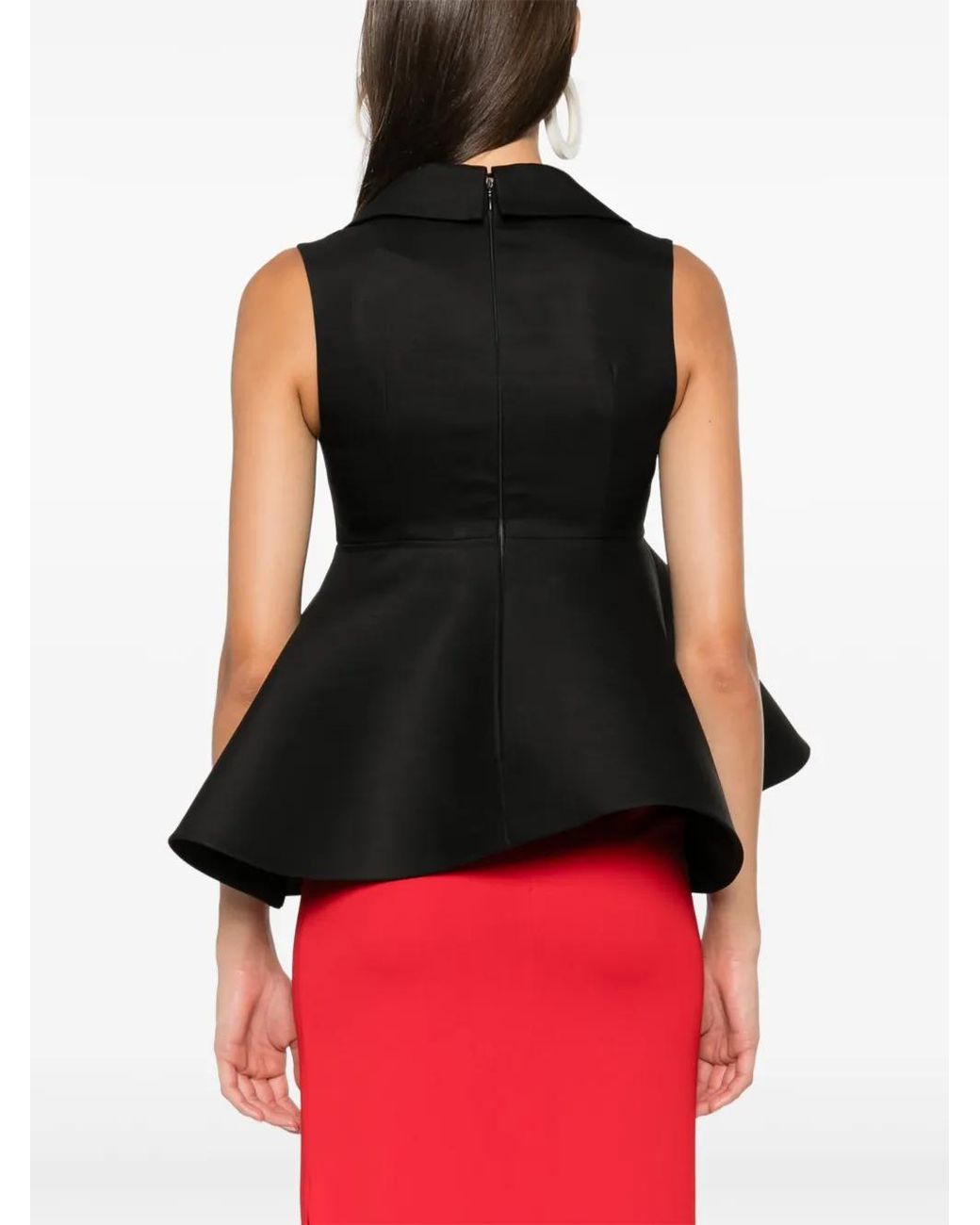 Jacquemus Black Peplum Wool-Silk Sleeveless Top