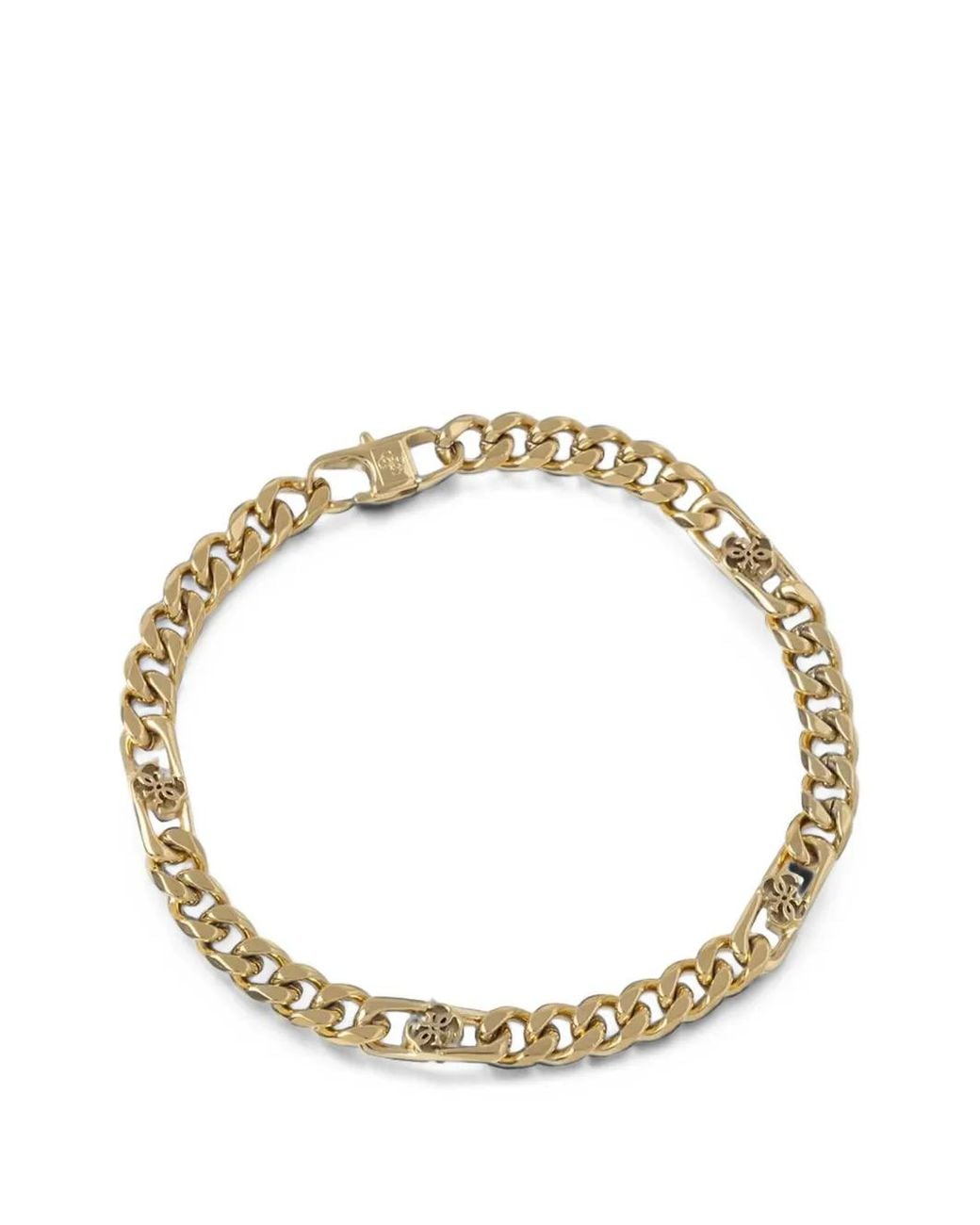 Guess Metallic Logo-Plaque Curb-Chain Bracelet for men