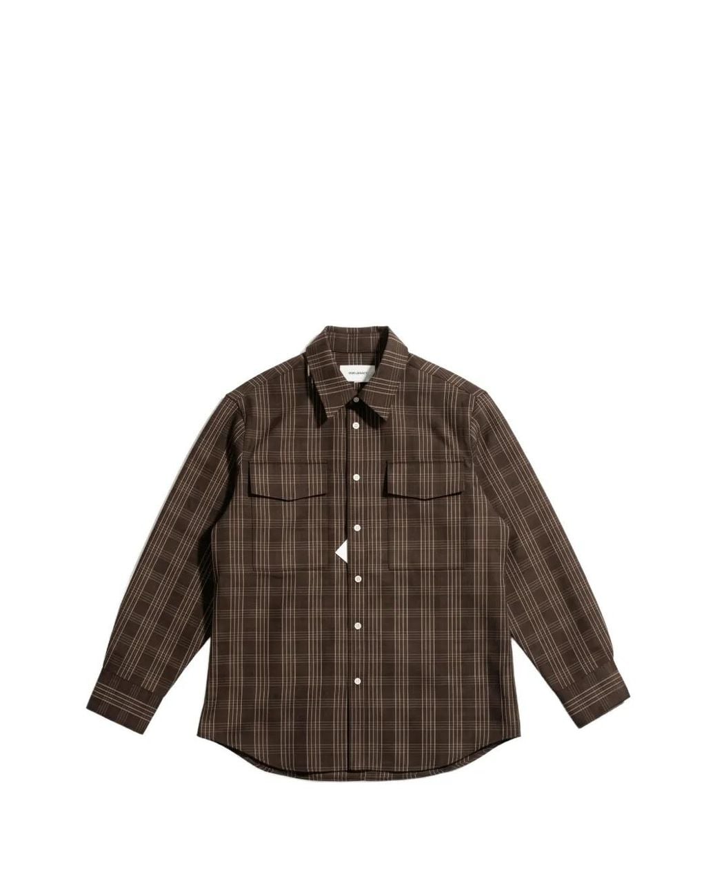 AMI Brown Check-Pattern Flap-Pocket Shirt for men