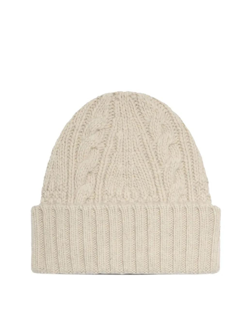 Bompard Natural Cable-Knit Cashmere Beanie Hat